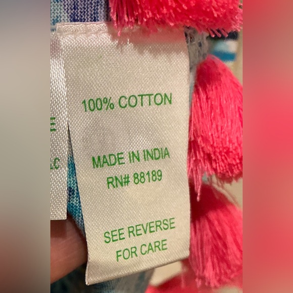 Lilly Pulitzer Trina Beach Mini Dress Tropical Print Pom Pom Detail Woman Large - Picture 7 of 15